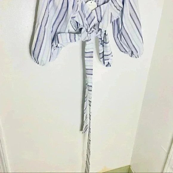 NWT The Jetset Diaries Blue White Woven Stripe Monroe Top Blue - Picture 8 of 8